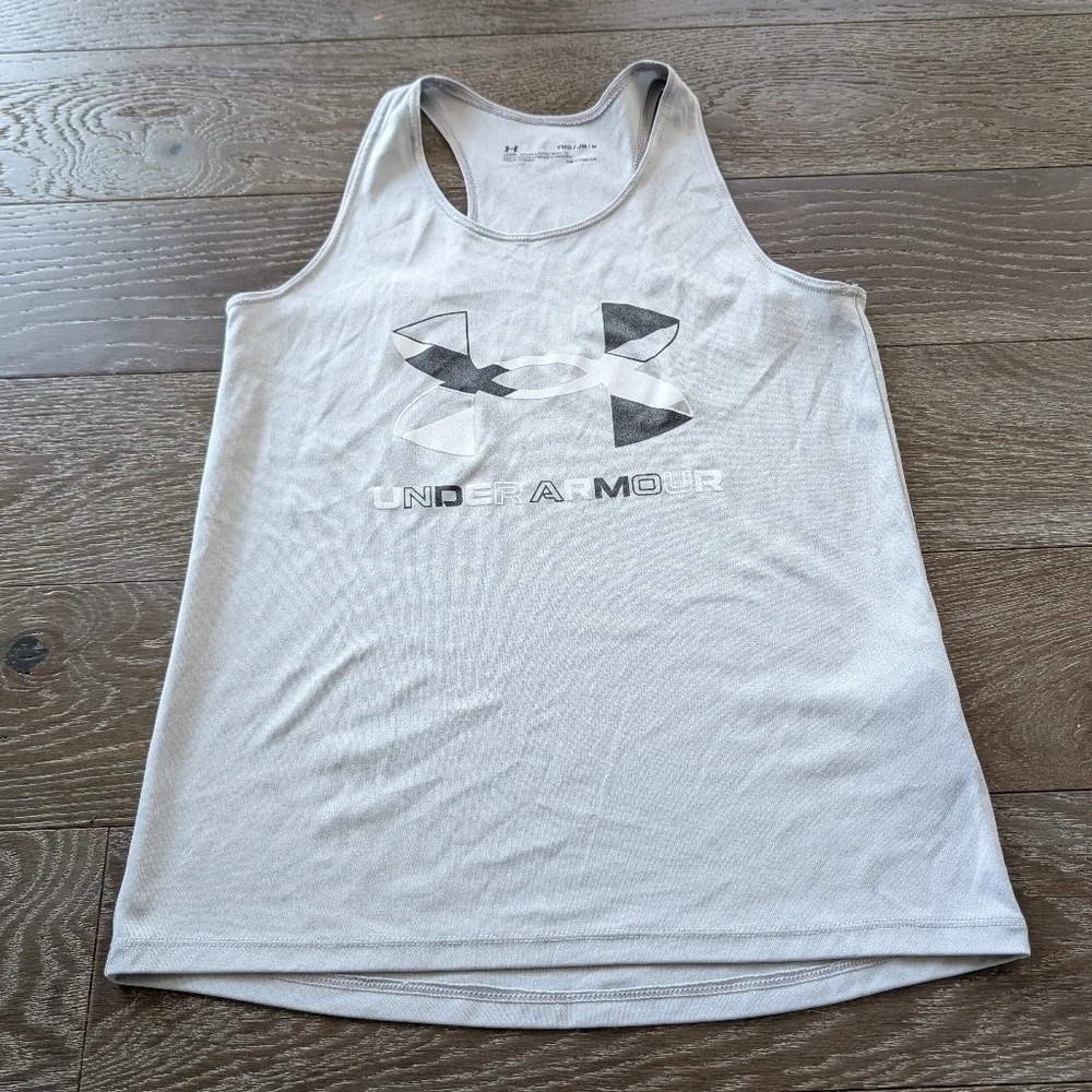 3/$15 - Under Armour Gray HeatGear Performance Raceback Tank Size Medium